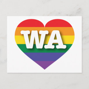 I Love Washington State Rainbow Heart Postcard