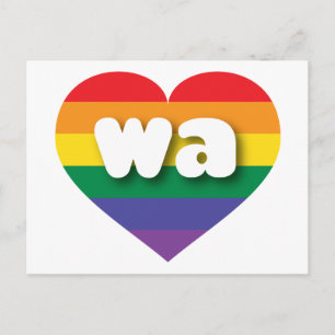 I Love Washington State Rainbow Heart Postcard