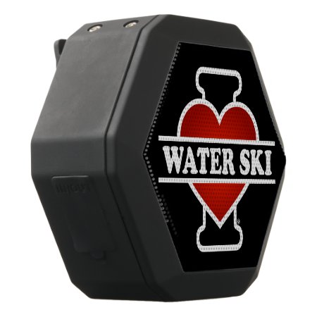 I Love Water Ski Black Bluetooth Speaker