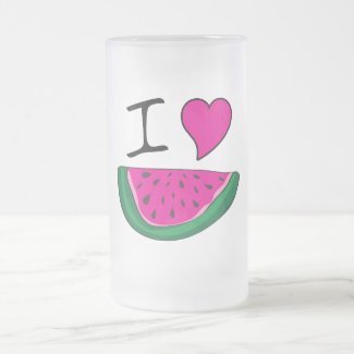 I Love Watermelon Frosted Glass Beer Mug