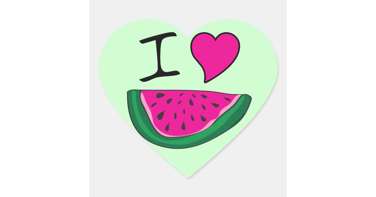 I Love Watermelon Heart Sticker Zazzle