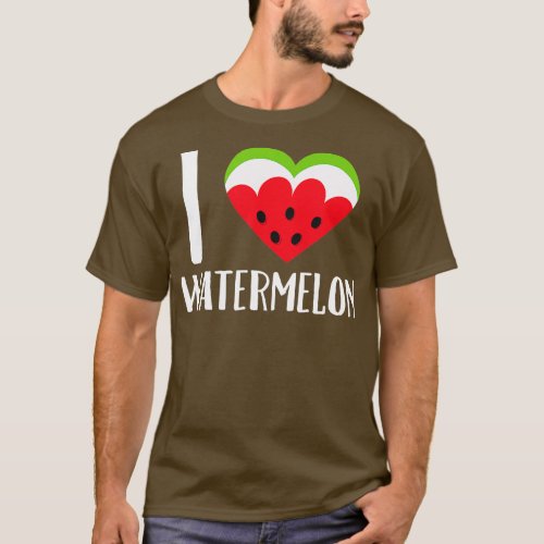 I Love Watermelon Hearts   Cool Summer Melon Tee 