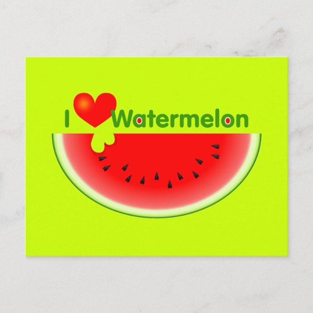 I Love Watermelon Postcard (Front)