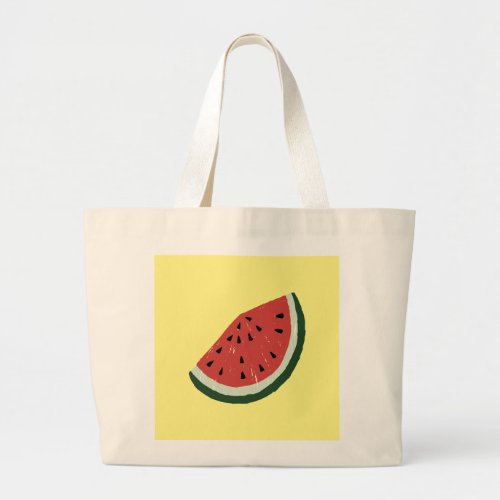 I Love Watermelon with A Slice of Watermelon Large Tote Bag