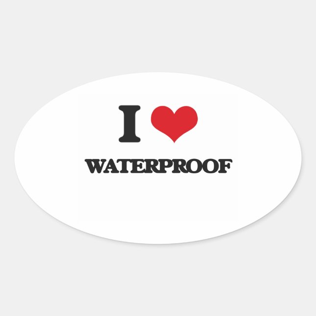 I love Waterproof Oval Sticker (Front)