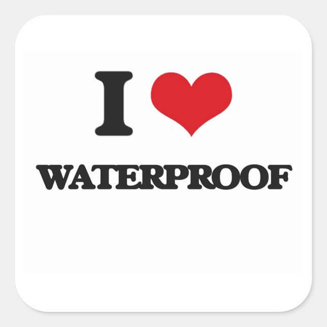 I love Waterproof Square Sticker (Front)