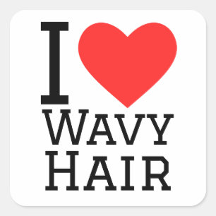 I love wavy hair square sticker