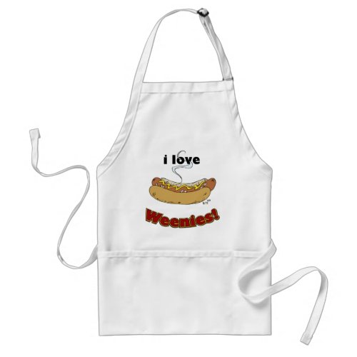 I Love Weenies  Hot Dogs Adult Apron