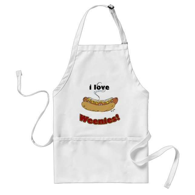 I Love Weenies ~ Hot Dogs Adult Apron (Front)