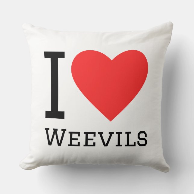 I love weevils throw pillow (Front)