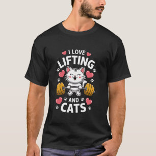 I Love Weight Lifting And Cats Kawaii Fitness Work T-Shirt