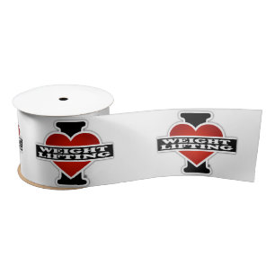 I Love Weight Lifting Satin Ribbon
