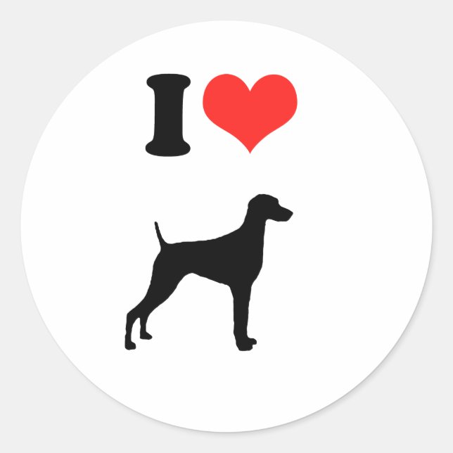 I Love Weimaraners Classic Round Sticker (Front)
