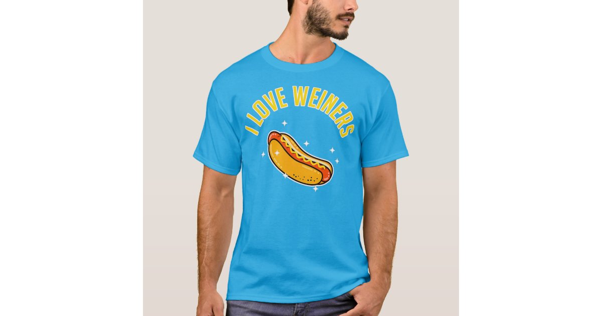 I Love Wieners Funny Hot Dog T Shirt (XX-Large, Stone Blue) 