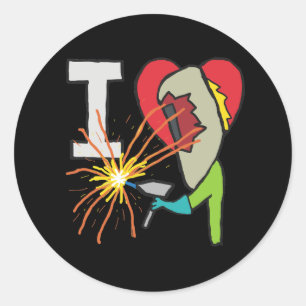 I Love Welding Classic Round Sticker