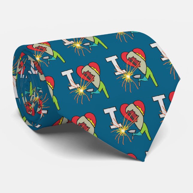 I Love Welding Neck Tie (Rolled)