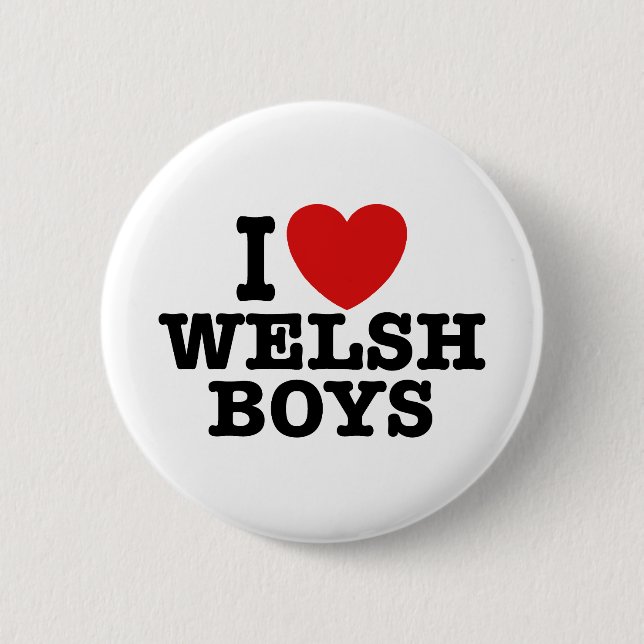 I Love Welsh Boys Pinback Button (Front)