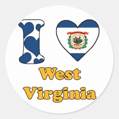 I love West Virginia Classic Round Sticker