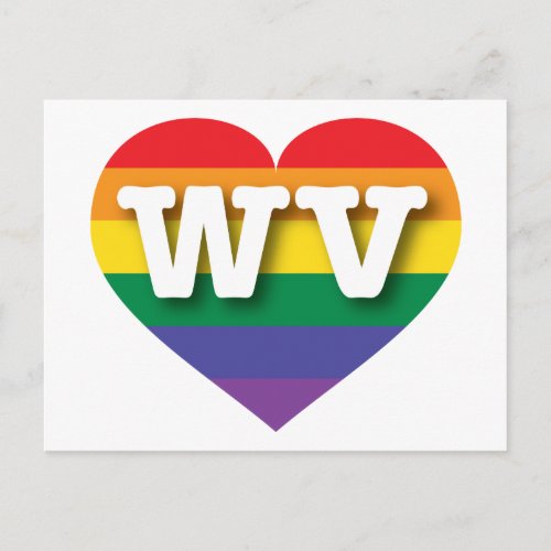 I love West Virginia Gay Pride Rainbow Heart Postcard
