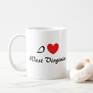 I Love West Virginia Heart Typography Coffee Mug