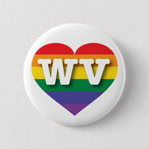 I Love West Virginia Rainbow Heart Pinback Button