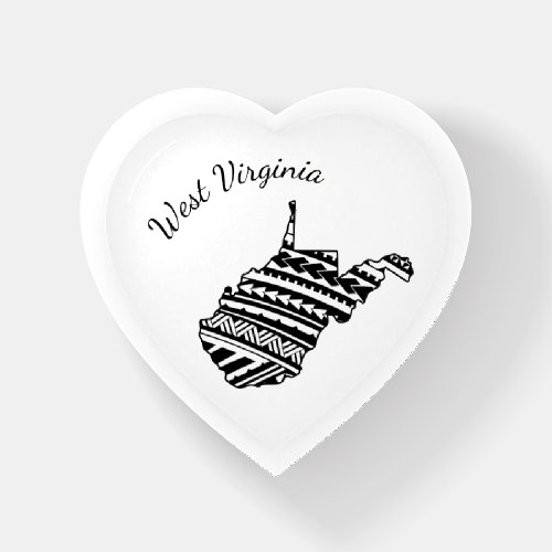 I Love West Virginia State Outline Mandala Heart Paperweight