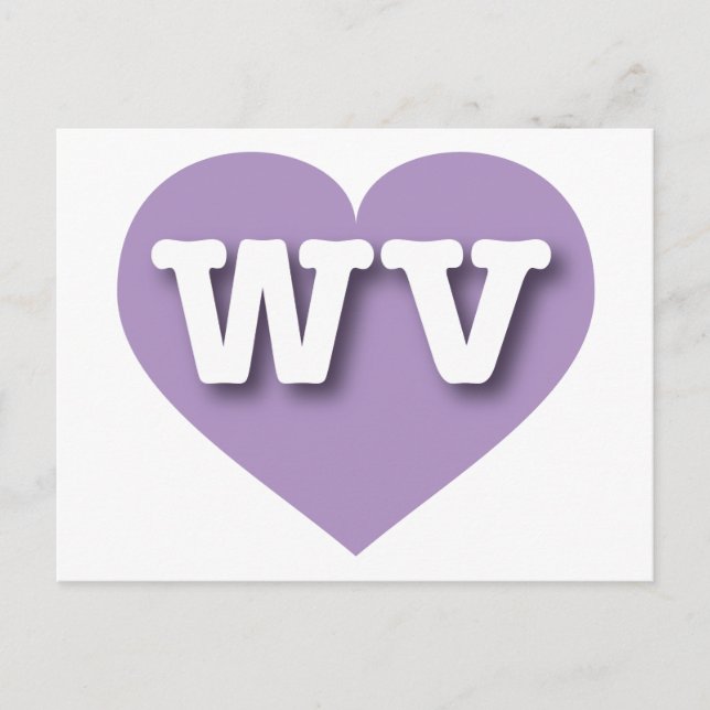 I love West Virginia - WV lavender heart Postcard (Front)