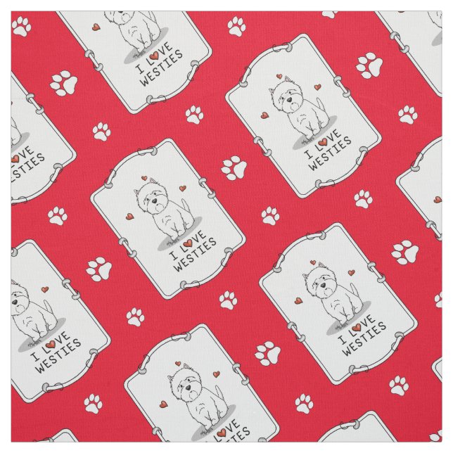 I Love Westies - West Highland White Terriers Fabric (Swatch)