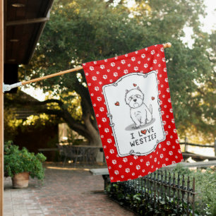 I Love Westies - West Highland White Terriers House Flag