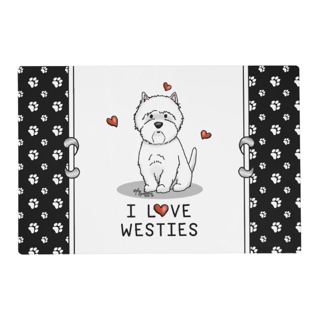 I Love Westies - West Highland White Terriers Placemat (Front)