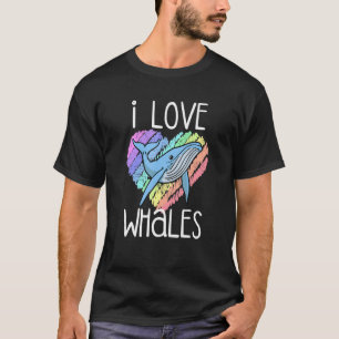 I Love Whales Cute Sea Animals Rainbow T-Shirt