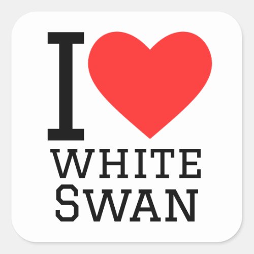 I love while swan square sticker