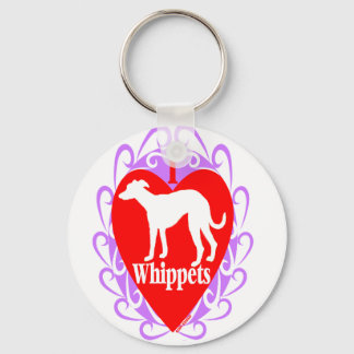 I Love Whippets  B Keychain