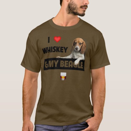 I Love Whiskey and My Beagle Mom Dad Dog Hunting T_Shirt