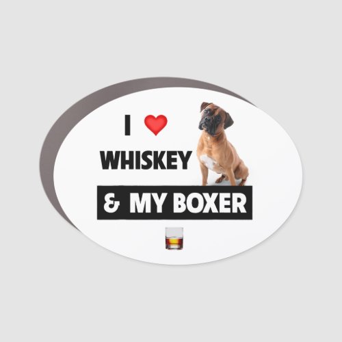  I Love Whiskey And My Boxer Bulldog Dog Drinking  Car Magnet