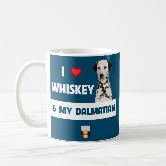 I Love Whiskey and My Dalmatian Mom Dad Fireman Coffee Mug (Left)
