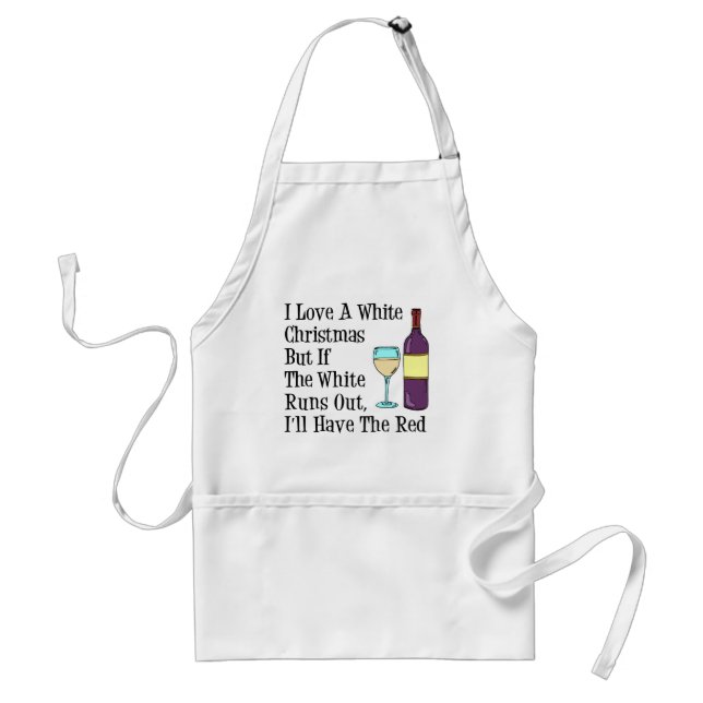I Love White Christmas Wine Humor Adult Apron (Front)