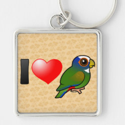 I Love White-crowned Parrots Premium Square Keychain