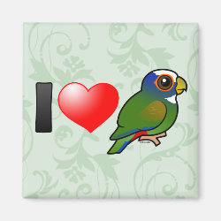 I Love White-crowned Parrots Square Magnet