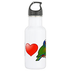 I Love White-crowned Parrots Water Bottle (24 oz)