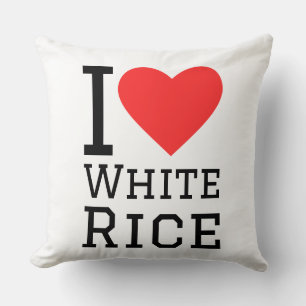 I love white rice throw pillow