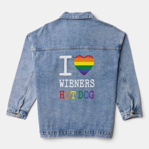 I Love Wieners a Rainbow Pride LGBTQ Gay Bisexual  Denim Jacket