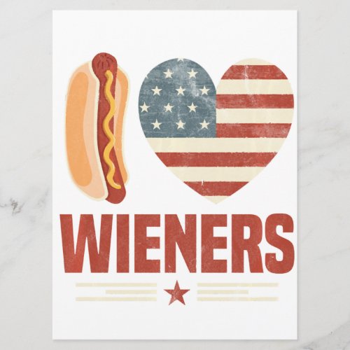 I Love Wieners Usa Flag Hot Dog Heart Barbeque 4Th Menu