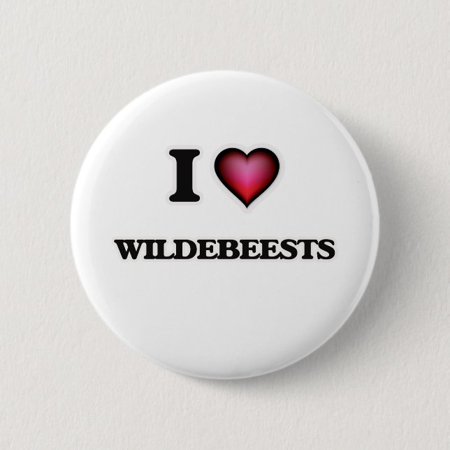 I Love Wildebeests Button (Front)