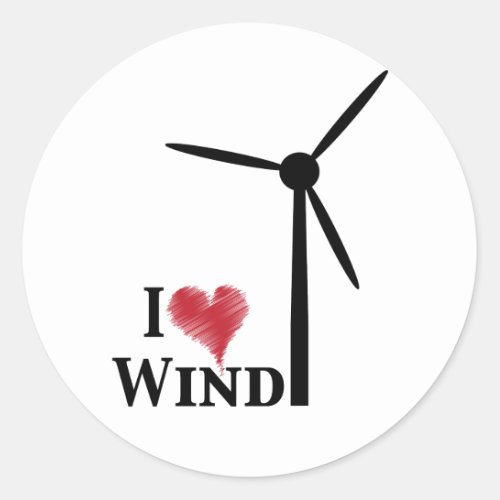 i love wind energy classic round sticker