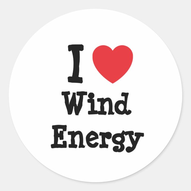 I love Wind Energy heart custom personalized Classic Round Sticker (Front)