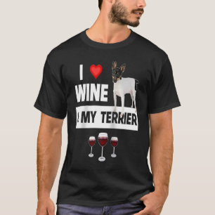 I Love Wine and My Smooth Fox Terrier Dog Mom Dad T-Shirt