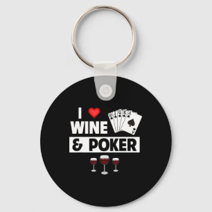 I Love Wine And Poker Cards Royal Flush Casino Gam Keychain