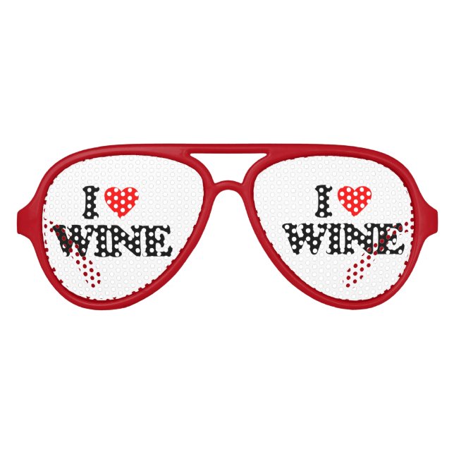 I LOVE WINE AVIATOR SUNGLASSES (Front)