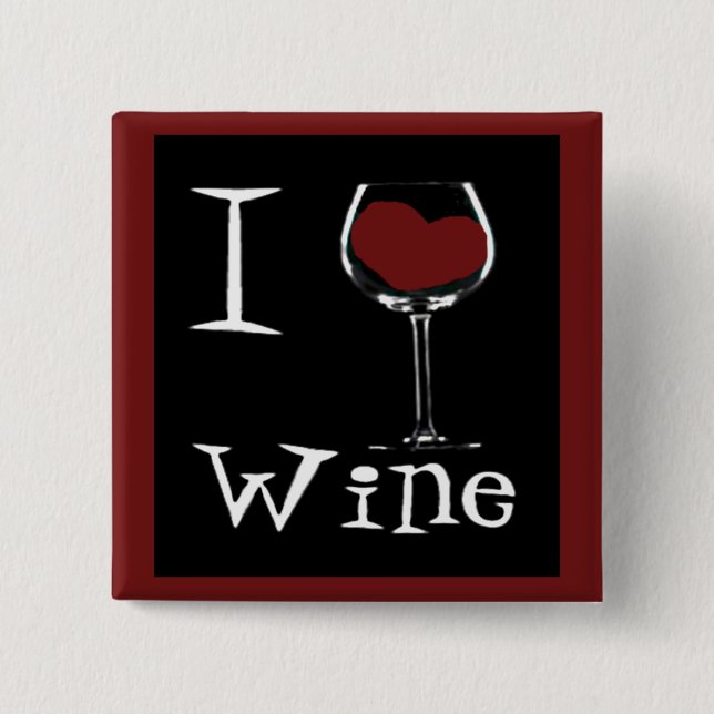 I Love Wine-Heart Button (Front)